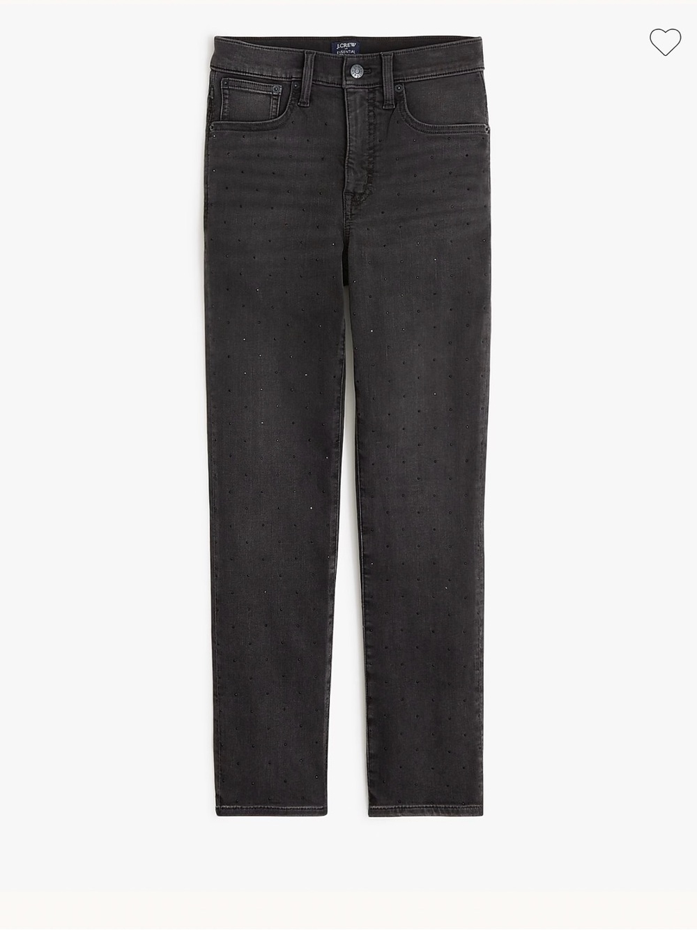 J. Crew Rhinestone Essential Straight Black Jeans in all day stretch
